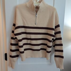 Thread & Supply Women's Ribbed Tan Sweater